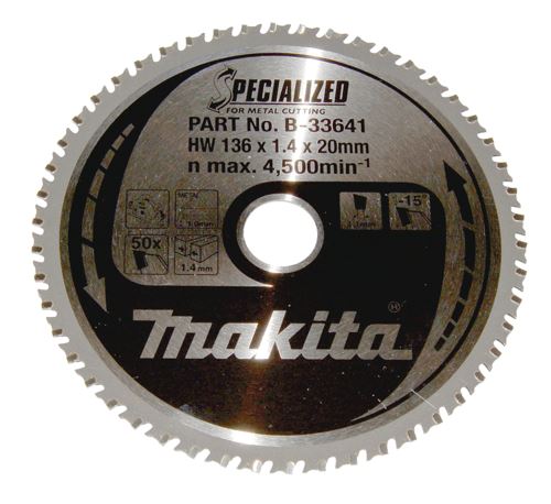 MAKITA lame de scie acier SPECIALIZED 136x1,4x20 mm 50 dents B-33641