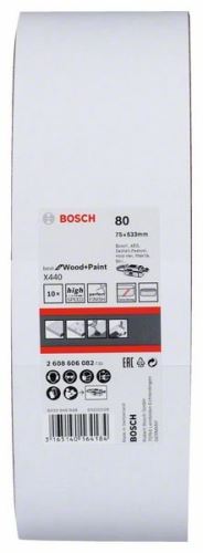 BOSCH Jeu de 10 bandes abrasives X440 75 x 533 mm, 80 2608606082