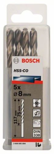 BOSCH Forets pour métal HSS-Co, DIN 338 8 x 75 x 117 mm (5 pièces) 2608585894