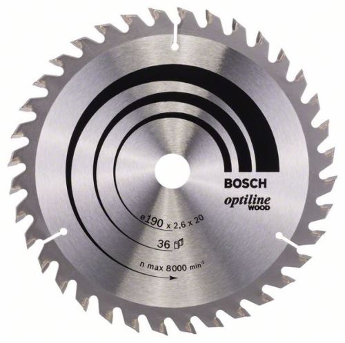 BOSCH Lame de scie Optiline Wood 190 x 20/16 x 2,6 mm, 36 2608640613