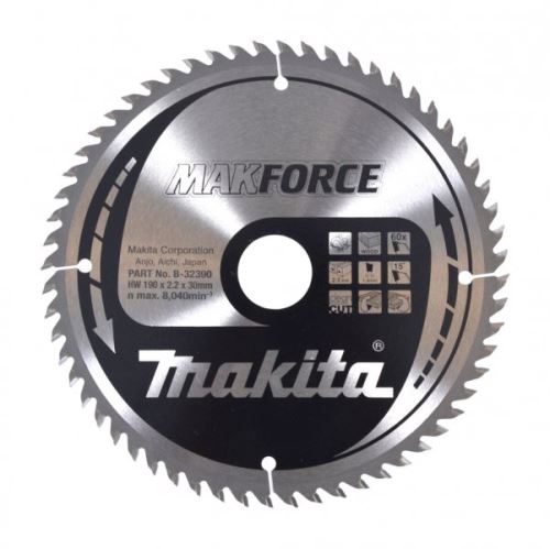 MAKITA Lame de scie pour bois 190mm 60T B-32390