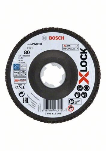 BOSCH X-LOCK Meules à lamelles du système Best for Metal Ø 125 mm, G 80, X571, version courbée, fibre de verre 2608619203