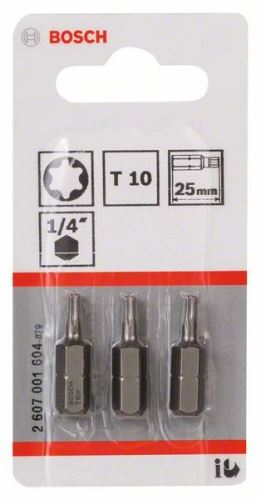 BOSCH Embout de tournevis extra dur Extra-Hart T10, 25 mm (3 pièces) 2607001604