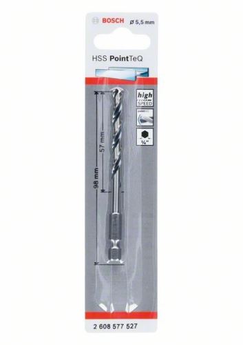 BOSCH Foret pour métal HSS PointTeQ HEX avec tige à 6 pans ; 5,5 mm (5 pièces) 2608577527