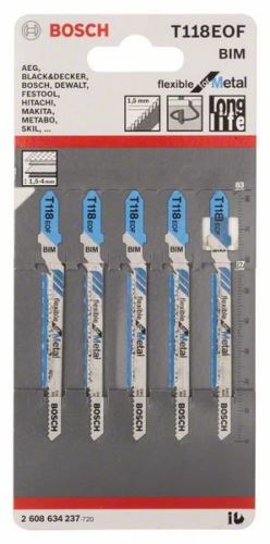 BOSCH Lame de scie pour scie alternative T 118 EOF Flexible pour le métal (3 pcs) 2608636231