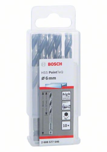 BOSCH Foret pour métal HSS PointTeQ HEX avec tige à 6 pans ; 6,0 mm 2608577546