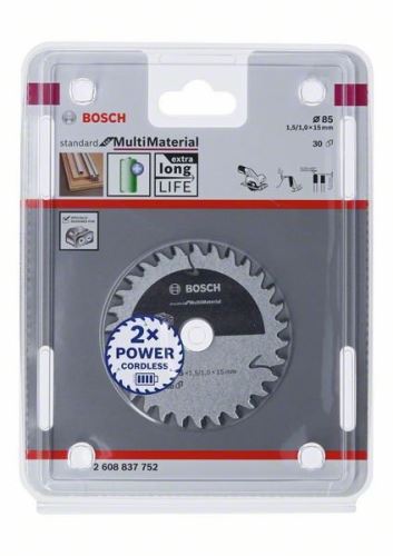 Lame de scie BOSCH pour scies sans fil ; Norme pour multi-matériaux 85x15x1,5/1,0x30T 2608837752