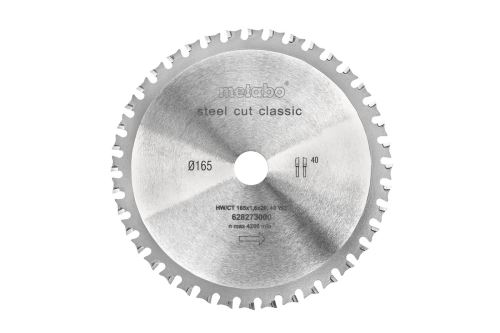 METABO Lame de scie 165 x 20 mm, 40 dents, WZ 4°SteelCutClassic 628273000