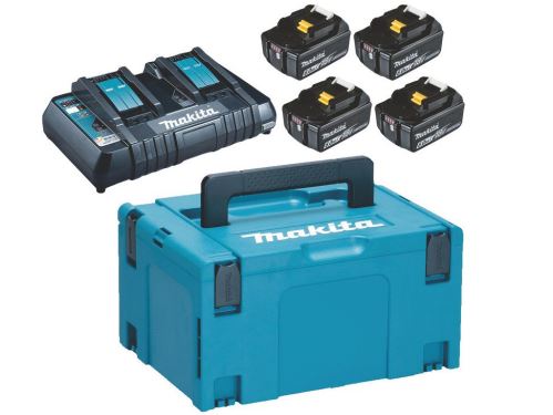 MAKITA Li-ion LXT 18V set 4 pcs BL1860B+1 pc Double chargeur DC18RD+1 pc Makpac 198091-4