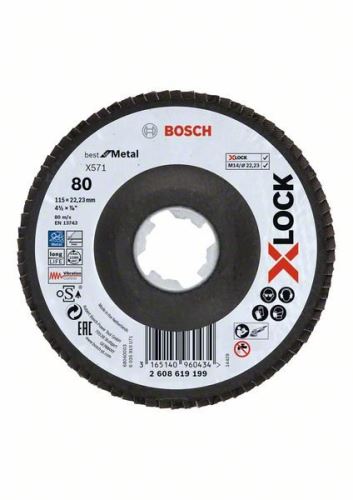 BOSCH X-LOCK Meules à lamelles du système Best for Metal Ø 115 mm, G 80, X571, version courbée, fibre de verre 2608619199