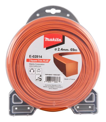 MAKITA fil nylon Plus 2,4 mm, 69m, orange, carré E-02814