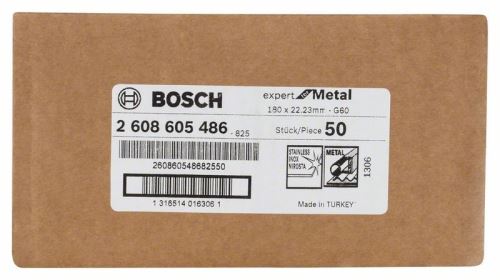 BOSCH Disque abrasif fibre R444, Expert pour métal D = 180 mm ; G = 60 2608605486