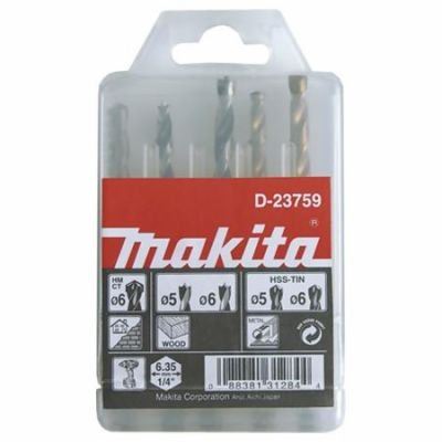 MAKITA jeu de forets pour métal/bois/maçonnerie 5;6/5;6/6 mm, tige HEX 1/4", 5 pcs D-23759