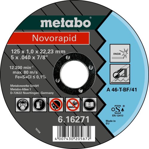 METABO Disque à tronçonner Novorapid Inox 125x1,0x22,23 616271000