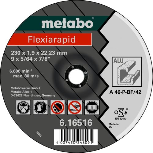 METABO Disque à tronçonner FLEXIARAPID 115x1,0x22,23 Alu 616512000