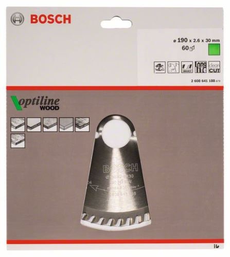 BOSCH Lame de scie Optiline Wood 190 x 30 x 2,6 mm, 60 2608641188