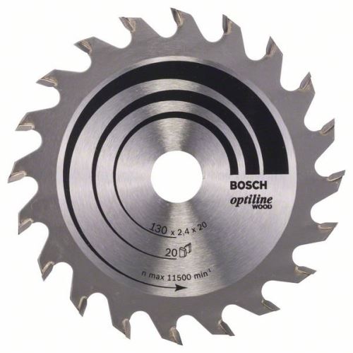 BOSCH Lame de scie Optiline Wood 130 x 20/16 x 2,4 mm, 20 2608640582