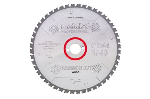 METABO Lame de scie "bois coupé de précision - professionnel", 250 x 30 mm, 60 dents, 5° nég 628048000