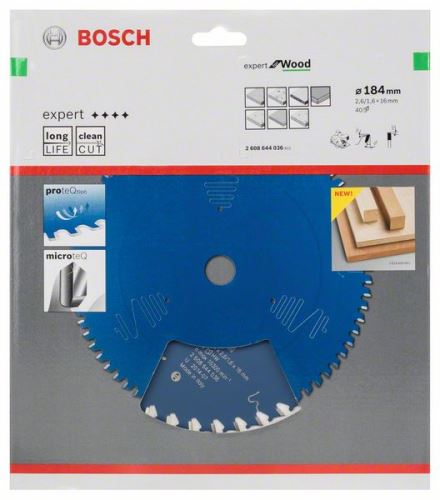 BOSCH Lame de scie Expert pour le bois 184 x 16 x 2,6 mm, 40 2608644036