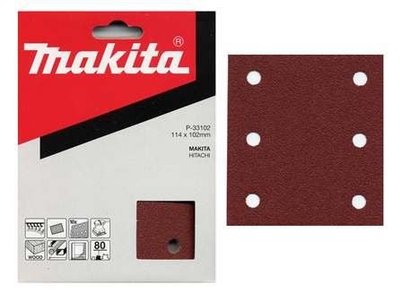 Papier de verre MAKITA 102x114 mm 6 trous K320, 10 pcs P-33168