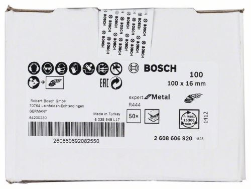 BOSCH Meule fibre R444, Expert pour métal 100 mm, 16 mm, 100 2608606920