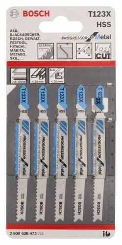 BOSCH Lame de scie pour scie alternative T 123 XF Progressor for Metal (5 pcs) 2608638473