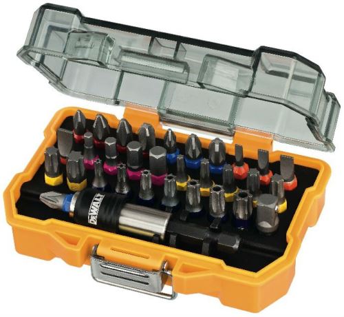 Jeu d'embouts DeWALT Pz/Ph/Torx/Plat/Hex et raccords rapides (32 pièces) DT7969