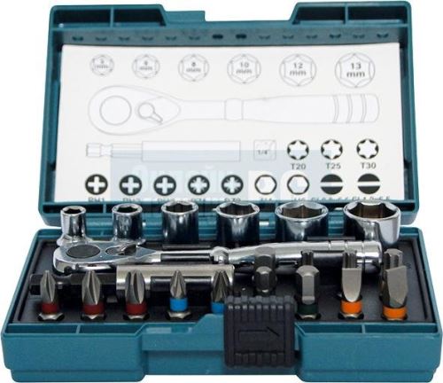 MAKITA Jeu d'embouts et de douilles hexagonaux 1/4", 21 pièces B-54081