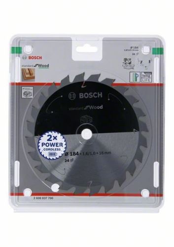 Lame de scie BOSCH pour scies sans fil ; Norme pour le bois 184x16x1,6/1,0x24T 2608837700