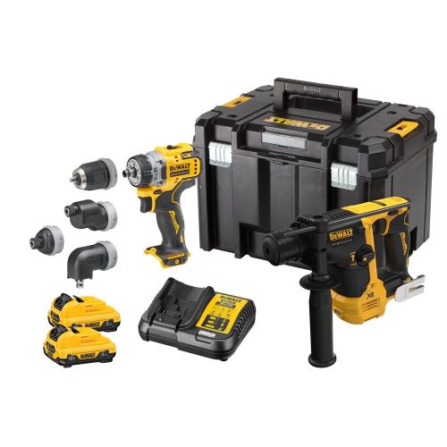 Ensemble combiné de batteries Dewalt DCH072+DCD703, 12V XR, Li-Ion 2x3,0Ah, DCK2101L2T