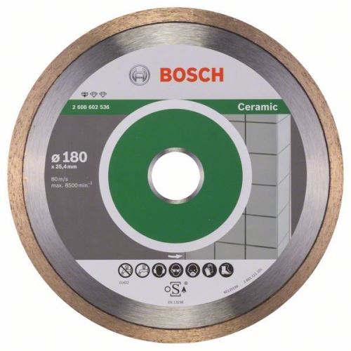 BOSCH Disque à tronçonner diamanté Standard pour Céramique 180 x 25,40 x 1,6 x 7 mm 2608602536