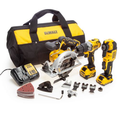 Kit 3 pièces sans balais Dewalt 12 V XR (batterie 1 x 2 Ah x 1 x 5 Ah) dans un sac de transport DCK318P1D1