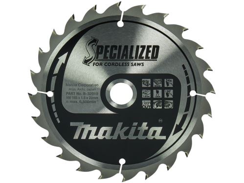 MAKITA Lame de scie pour bois SPECIALIZED 165x1,5x20 mm 24Z pour scies à batterie B-32910