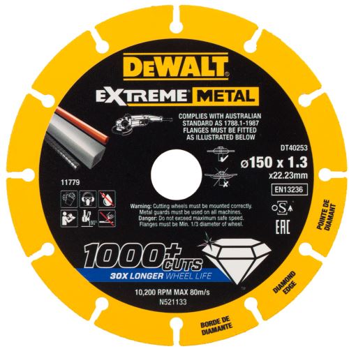 DeWALT Disque diamant EXTREME METAL 150 x 1,3 mm DT40253