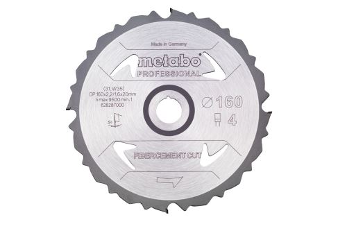 METABO Lame de scie 160 x 20 mm, 4 dents, 5° FibercementCutProf 628287000