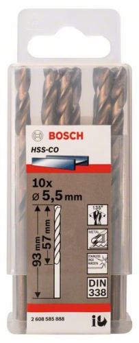 BOSCH Forets à métaux HSS-Co, DIN 338 5,5 x 57 x 93 mm (10 pièces) 2608585888