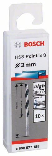 BOSCH Foret hélicoïdal HSS PointTeQ 2,0 mm (2 pièces) 2608577155