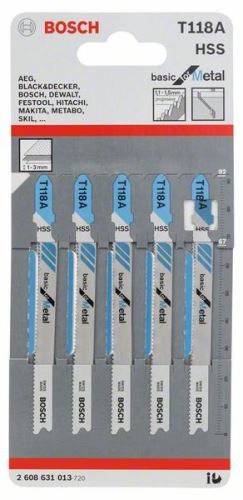 BOSCH Lame de scie pour scie alternative T 118 A Basic for Metal (5 pcs) 2608631013