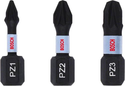 BOSCH Jeu d'embouts PZ1, PZ2, PZ3 25 mm, 3 pièces 2608522471