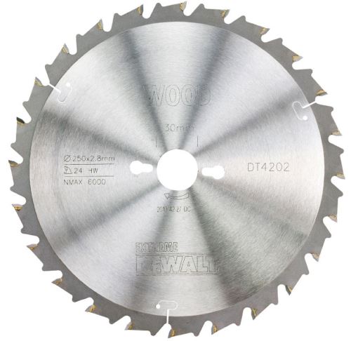 Lame de scie à bras radial DeWALT, FT/DL 10°, 250 x 30 mm, 24 dents DT4202