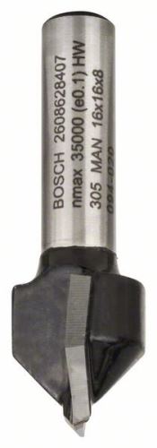 BOSCH Fraise à rainurer en V 8 mm, D1 16 mm, L 16 mm, G 45 mm, 90° 2608628407