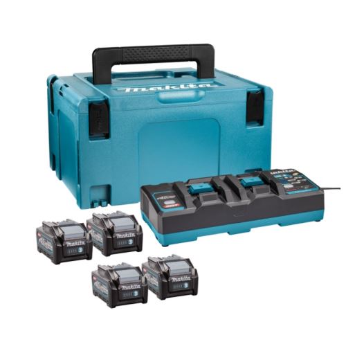 MAKITA Li-ion XGT 40V ensemble 4 pièces BL4040+1 pièce DC40RB+1 pièce Makpac 191U28-6