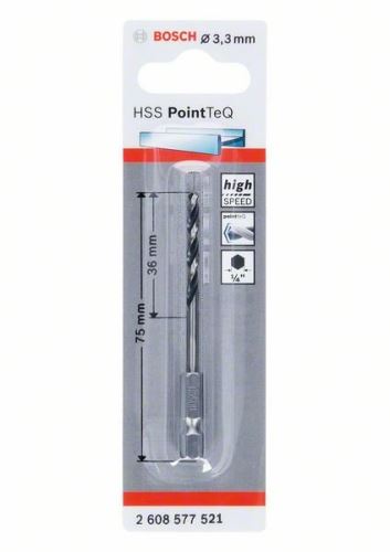 BOSCH Foret pour métal HSS PointTeQ HEX avec tige à 6 pans ; 3,3 mm (5 pièces) 2608577521