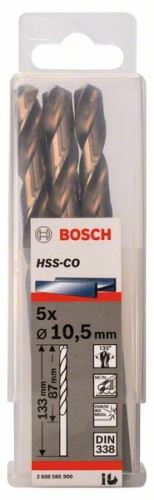 BOSCH Forets à métaux HSS-Co, DIN 338 10,5 x 87 x 133 mm (5 pièces) 2608585900