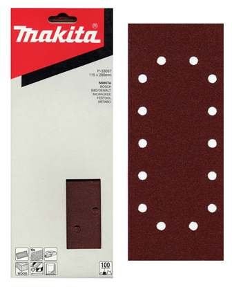 Papier de verre MAKITA 115x280 mm 14 trous K150, 10 pcs P-33059