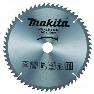 Lame de scie à bois MAKITA TCT 260x2,6x30 mm 60 dents D-65383