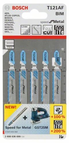 BOSCH Lame de scie pour scie alternative T 121 AF Speed for Metal (5 pcs) 2608636699