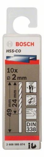 BOSCH Forets pour métal HSS-Co, DIN 338 2 x 24 x 49 mm (10 pièces) 2608585874