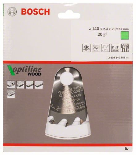 BOSCH Lame de scie Optiline Wood 140 x 20/12,7 x 2,4 mm, 20 2608640586