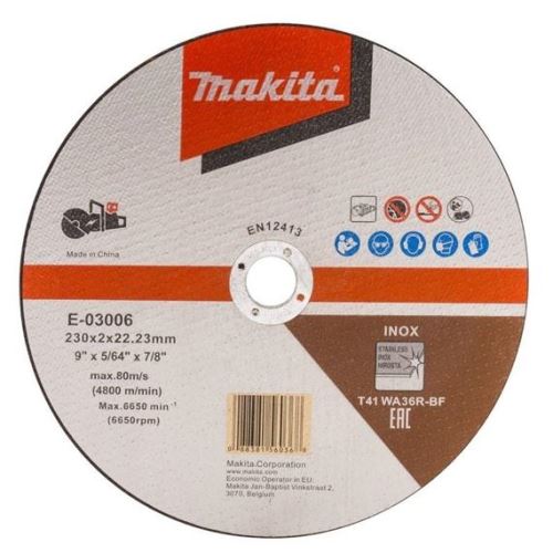 Disque à tronçonner en acier inoxydable MAKITA 230x2,0x22,23 mm E-03006